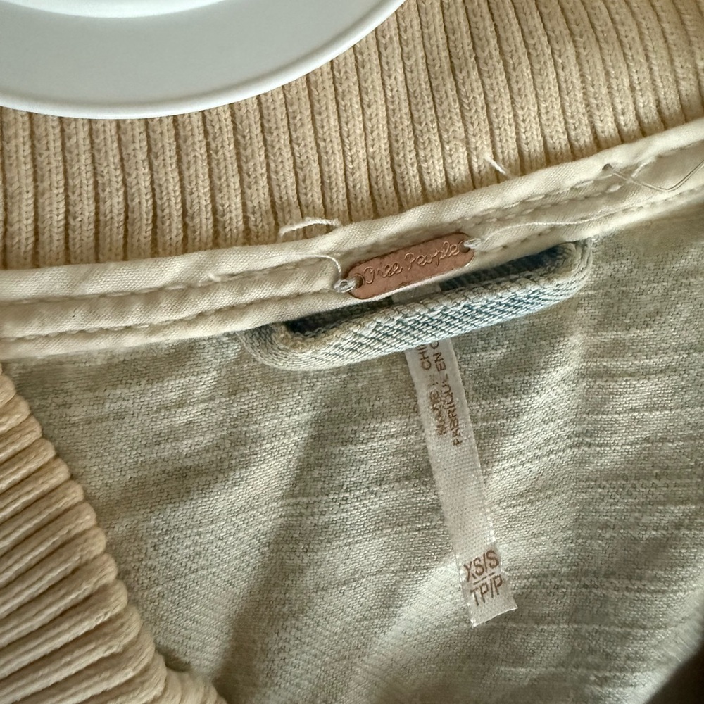 Free People Cream Bomber Jacket with Silver Accents size xs - Picture 5 of 5